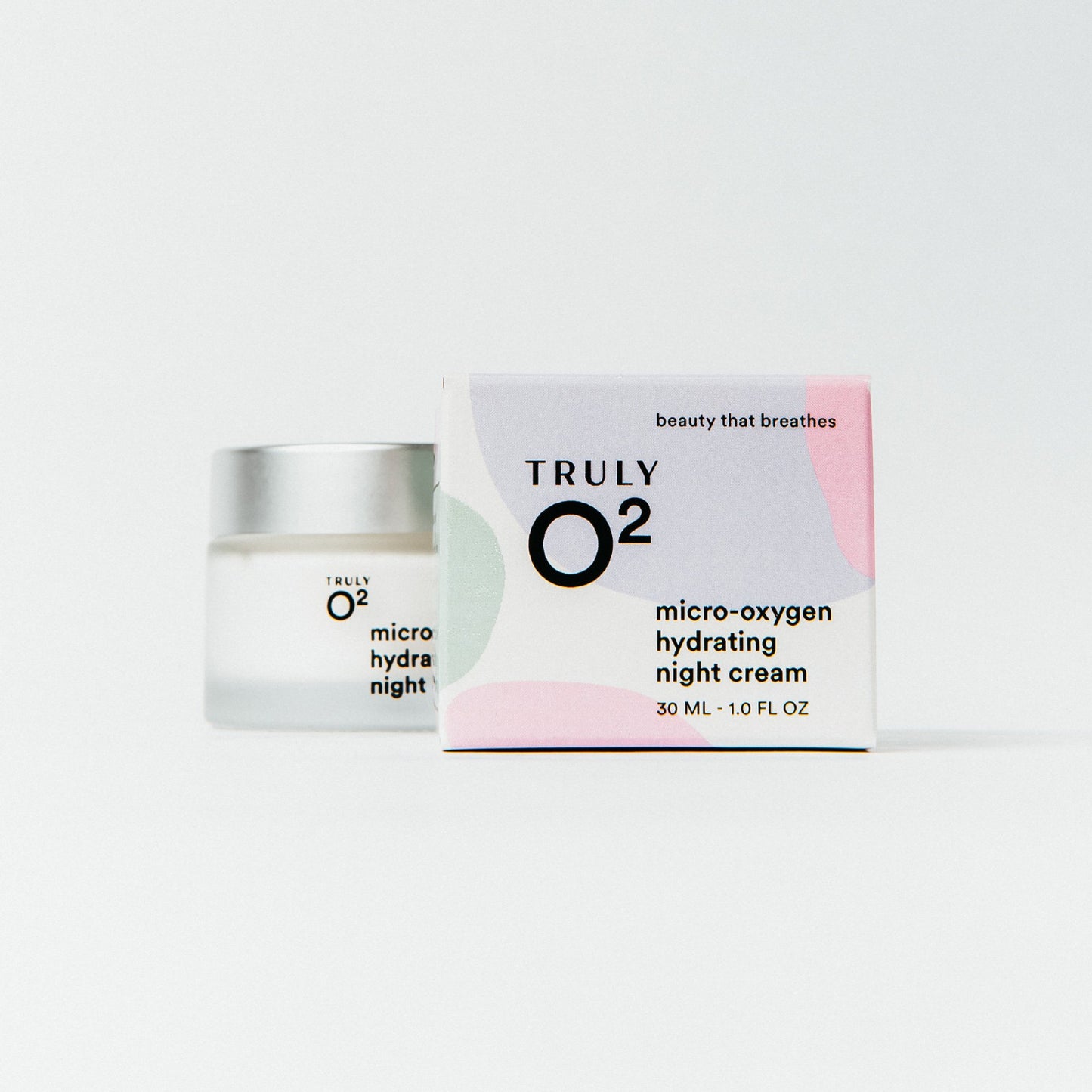 Truly O2 micro-oxygen hydrating night cream box and jar